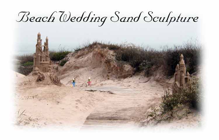beach wedding sand sculpture